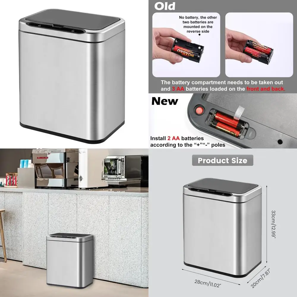 

Touchless Motion Sensor Smart Trash Can - Stainless Steel Automatic Waste Bin for Kitchen Office Use