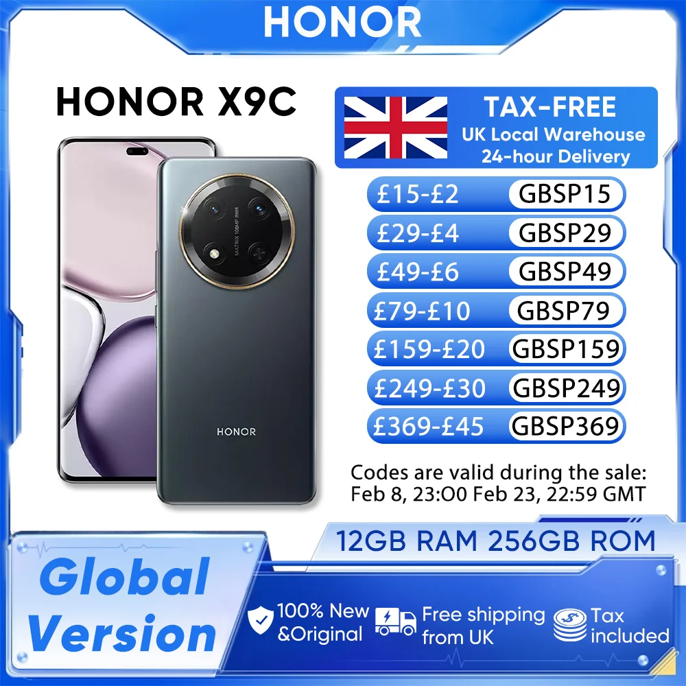 HONOR X9c Global Version 5G Smartphone 6.78" 120 Hz AMOLED Drop-Resistant Display Triple Cameras 6600mAh Battery Dual SIM