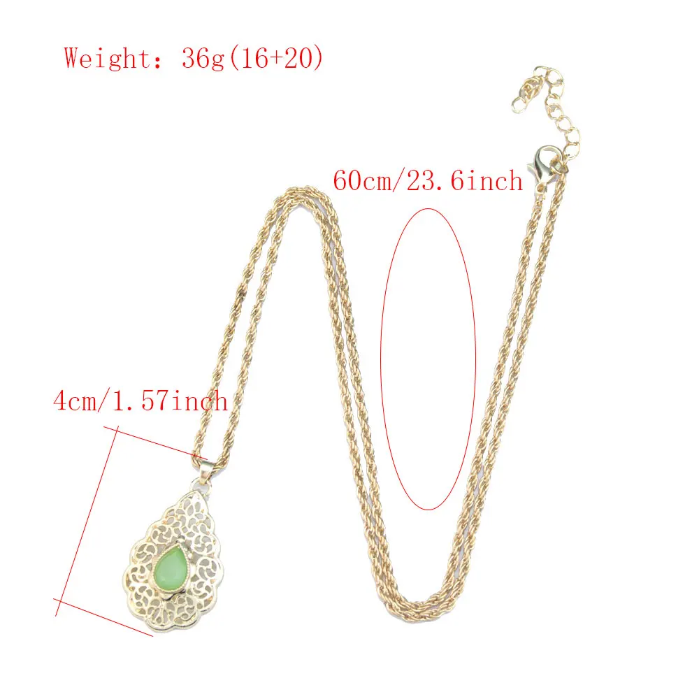 Sunspicems-قلادة بدلاية قطرات ماء ذهبية اللون للنساء ، عيون مجوفة ، شكل دمعة ، بيجو للفتيات العربات ، شعبية مغربية