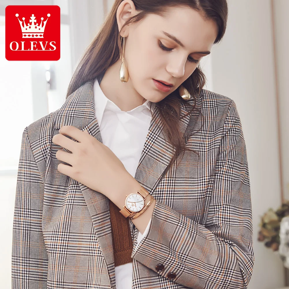 OLEVS 5869 Fashion Women\'s Watches Milanese Mesh Belt Waterproof Simplicity Versatile Quartz Watch for Lady Original Wristwatch