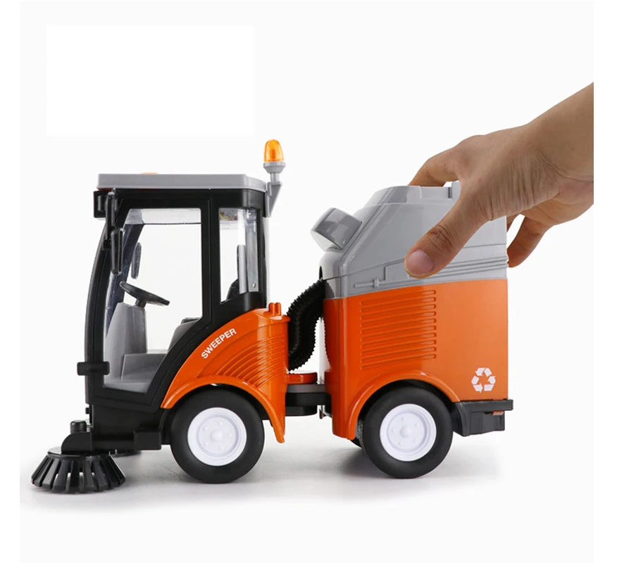 Alloy Sweeper Model Diecast Road Cleaning Refuse Classification Sanitation Vehicles Car Model Sound and Light Kids Gifts B247