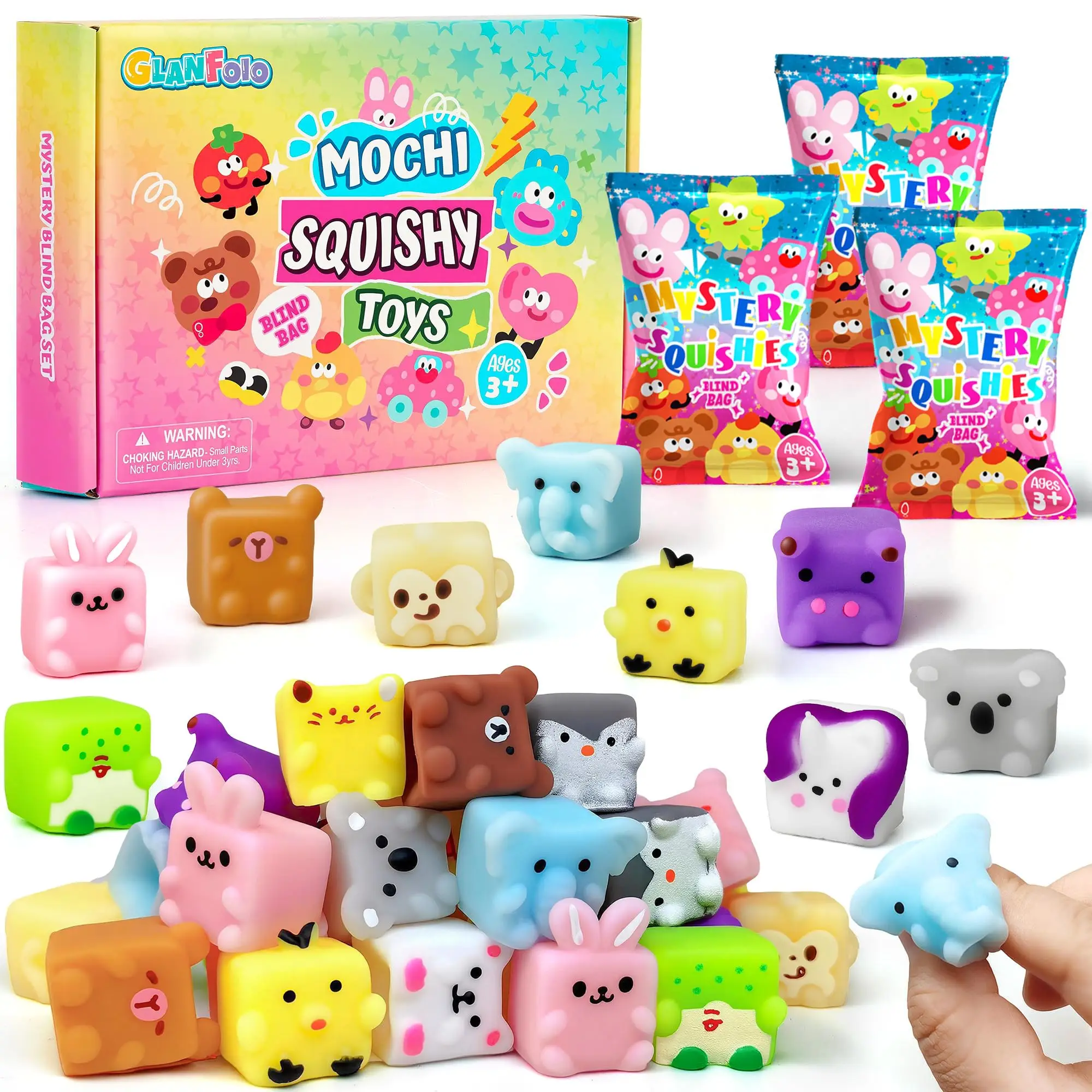 6/12/24 piezas Juguetes Mochi Squishy, Cubos de Animales Lindos para Apretar, Juguetes Antiestrés, Recuerdos para Fiestas de Cumpleaños Infantiles, Rellenos para Bolsas de Regalo Escolares