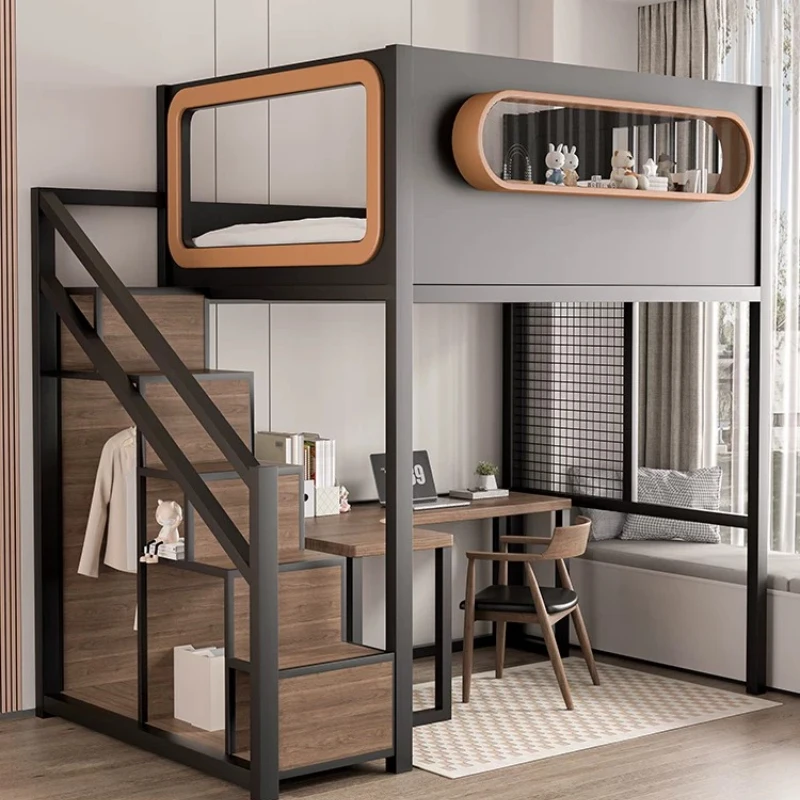 

Кованая кровать с приподнятым изголовьем, верхняя часть экономит место, ограждение, двухъярусная, для детей на кровати