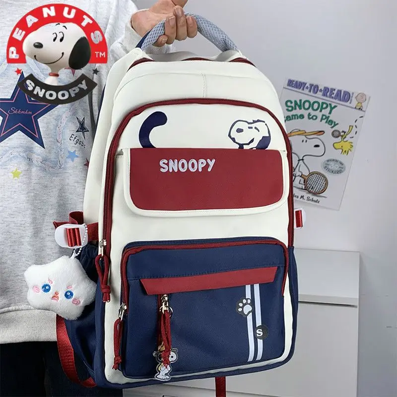 Snoopy cartoon anime schoolbags for men and women students trendy fashion large capacity burden reduction backpack wholesale