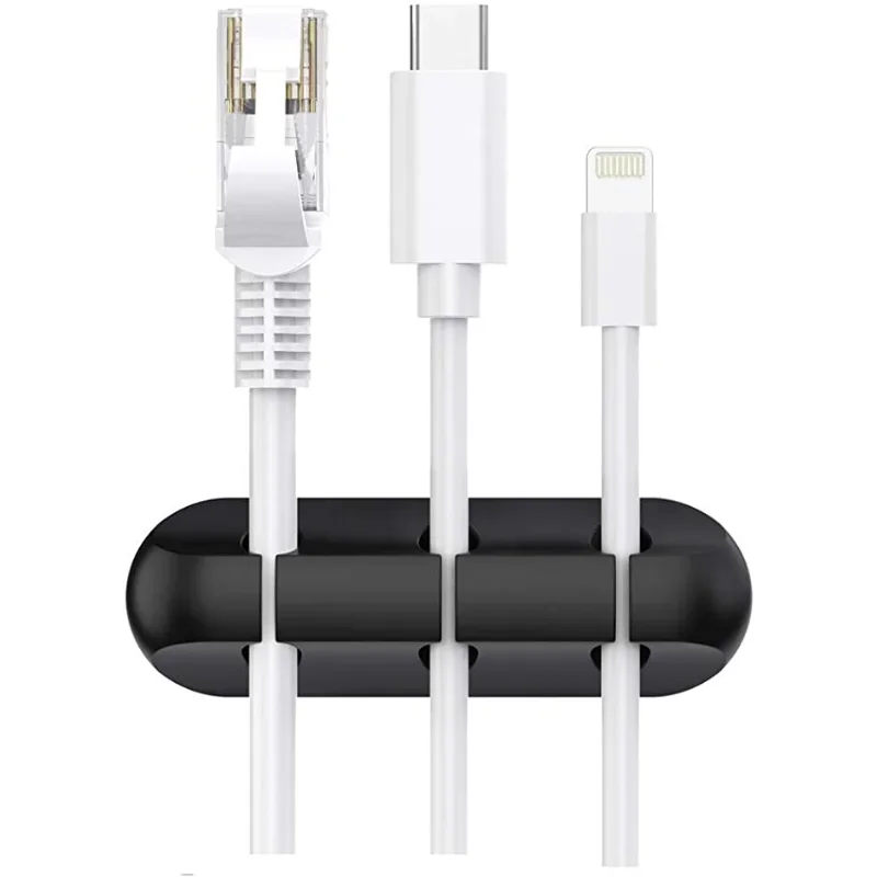 Poroso Cable Organizer Borracha USB Data Cable Winder Management Cord Clips Desktop Cable Holder para Mouse Teclado Headphone Wire