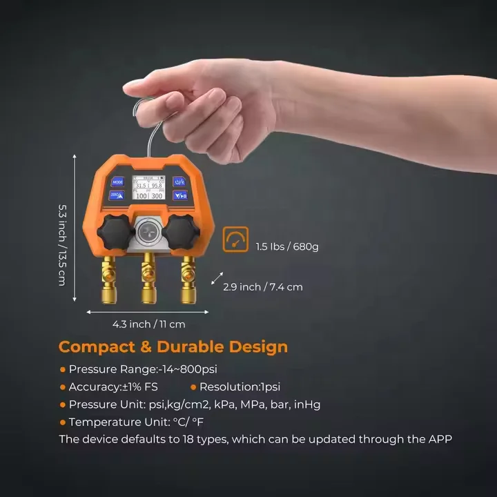 Elitech DMG-4B Smart Digital Manifold Gauge Subverse Traditional Pressure Gauge OTA Remote Firmware Upgrade DMG4B