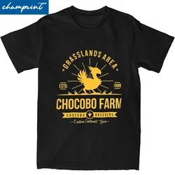 Chocobo farm-ユニセックスの綿のTシャツ,ユニセックスの服,ビンテージスタイル,ビデオゲーム,ラウンドネック,半袖