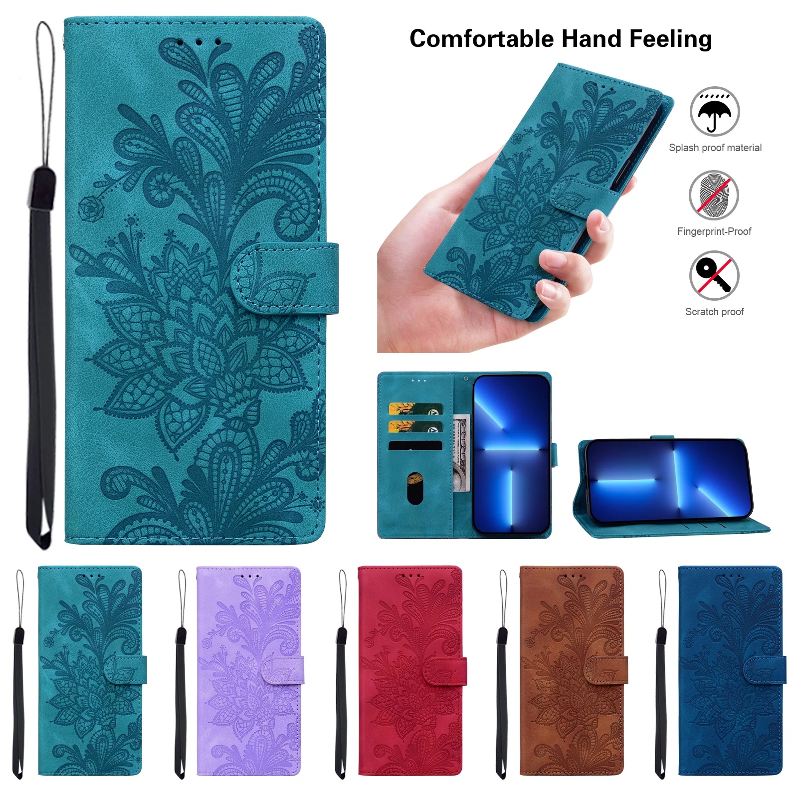Funda de cuero con tapa magnética en relieve para Motorola Moto E13 E14 E20 E30 E40 E22 E22i E32 E32s G82 G84 G85 4G/5G