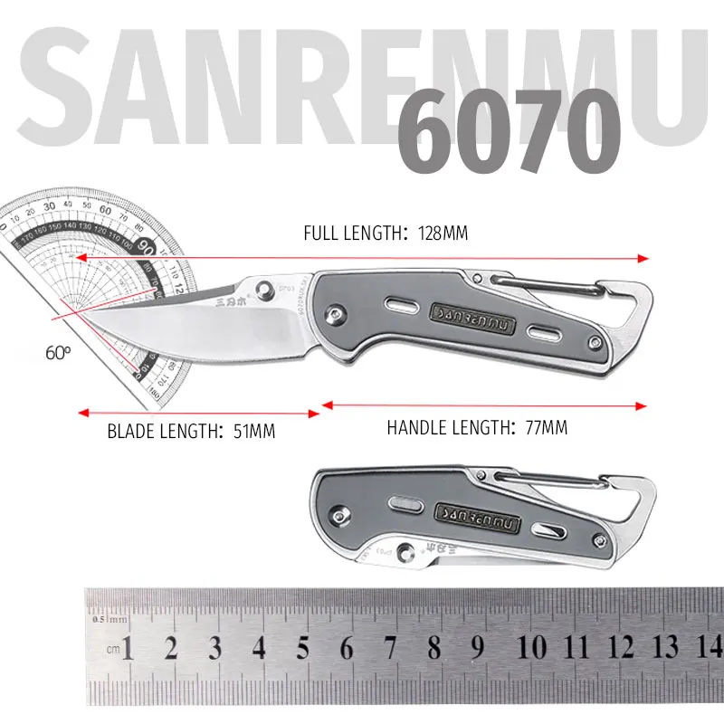 SANRENMU 6070 Pockets Folding Knife 12c27 Steel Outdoors Camp Out Rescue Portable Hook Buckle Key Mini Edc Knife