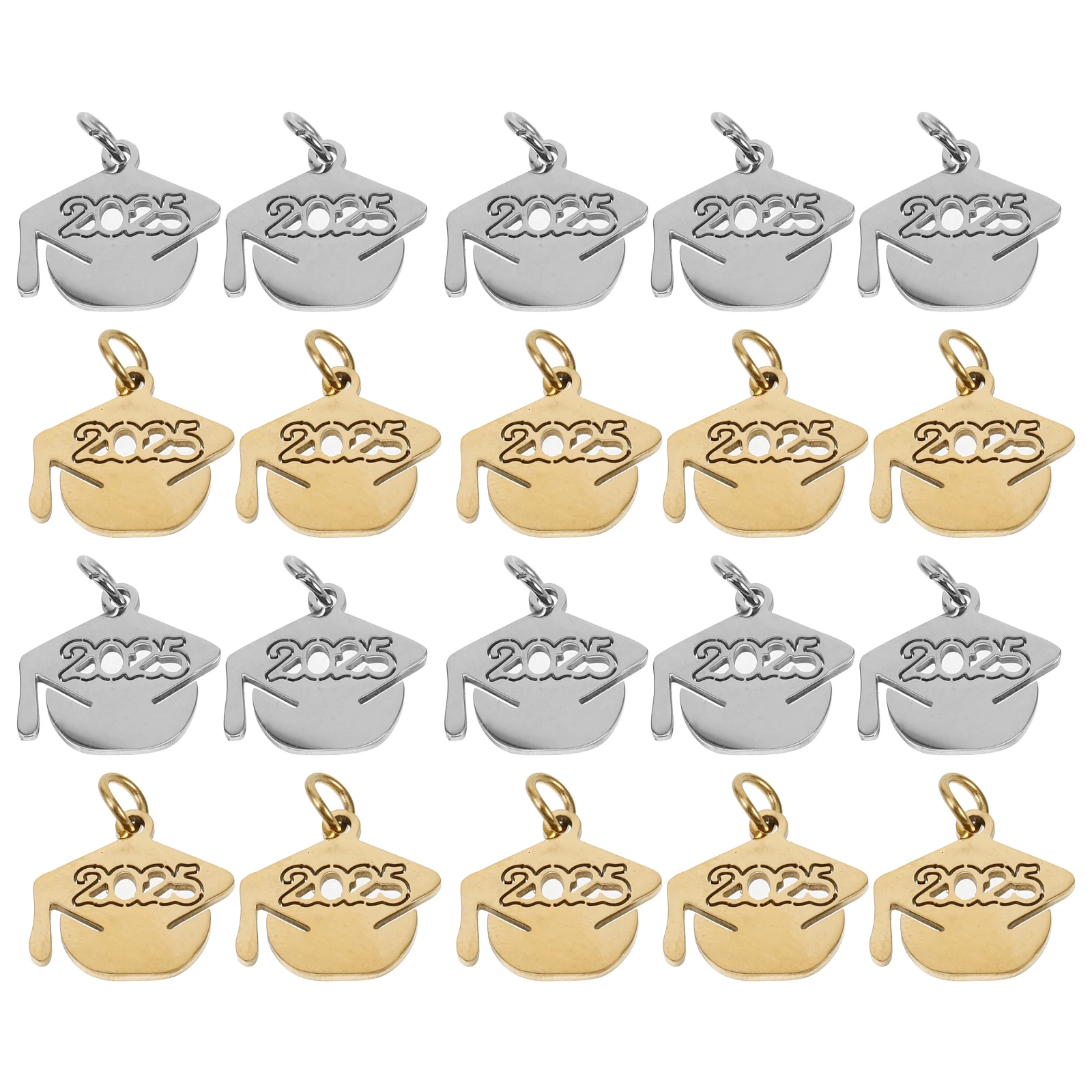 

20pcs Doctor Hat Pendant Graduation Cap Charm Stainless Steel DIY Accessories Memorial Keepsake Year 2025 Jewelry Making charms