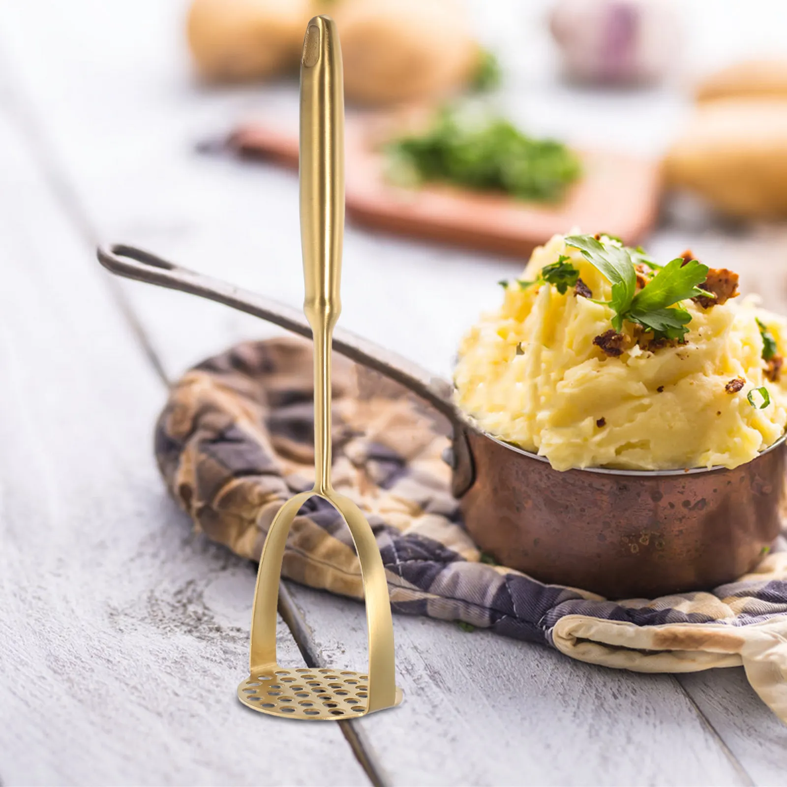 Dishwasher Safe Stainless Steel Potato Masher Ergonomic Handle Compact Handheld Tool for Mashing Potatoes Sweet Potatoes