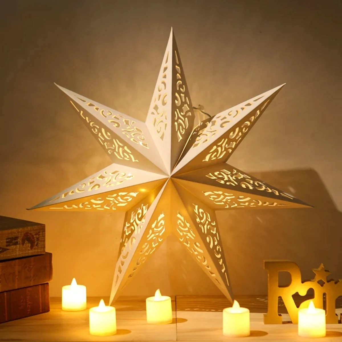 30-75cm Hollow Star Hanging Pendant Eid Mubarak Christmas Ramadan Decoration 2025 Islamic Muslim Party Decor Ramadan Kareem Gift