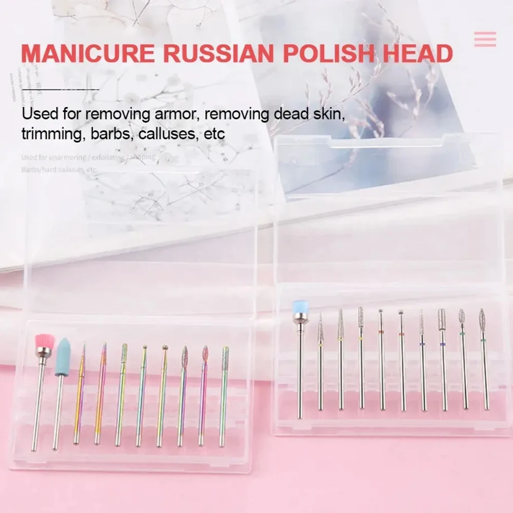 Set di testine diamantate colorate per lucidatura della superficie delle unghie, strumento per la pelle morta, accessori per punte per trapano per unghie