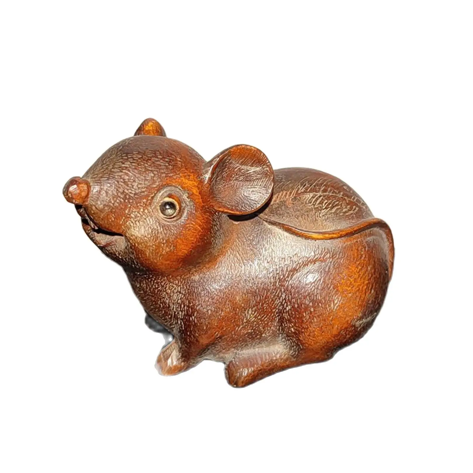 

Happy cute little mouse wood carvings Carved statue room Decoration home gift