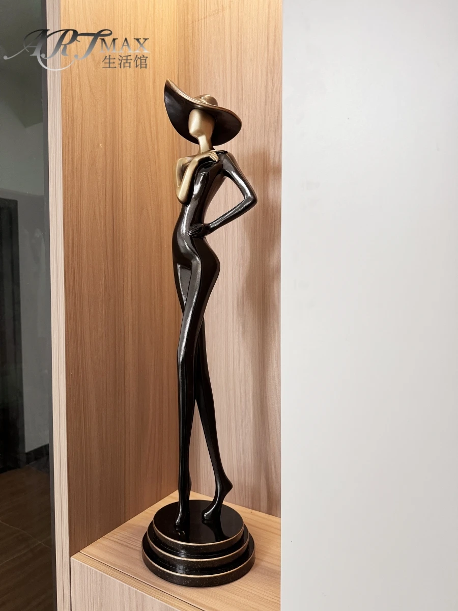 80cm Sculpture Modern Art Girl Figure Ornament Luxury Living Room Entrance foyer Large Decoration Statue Gift Customized