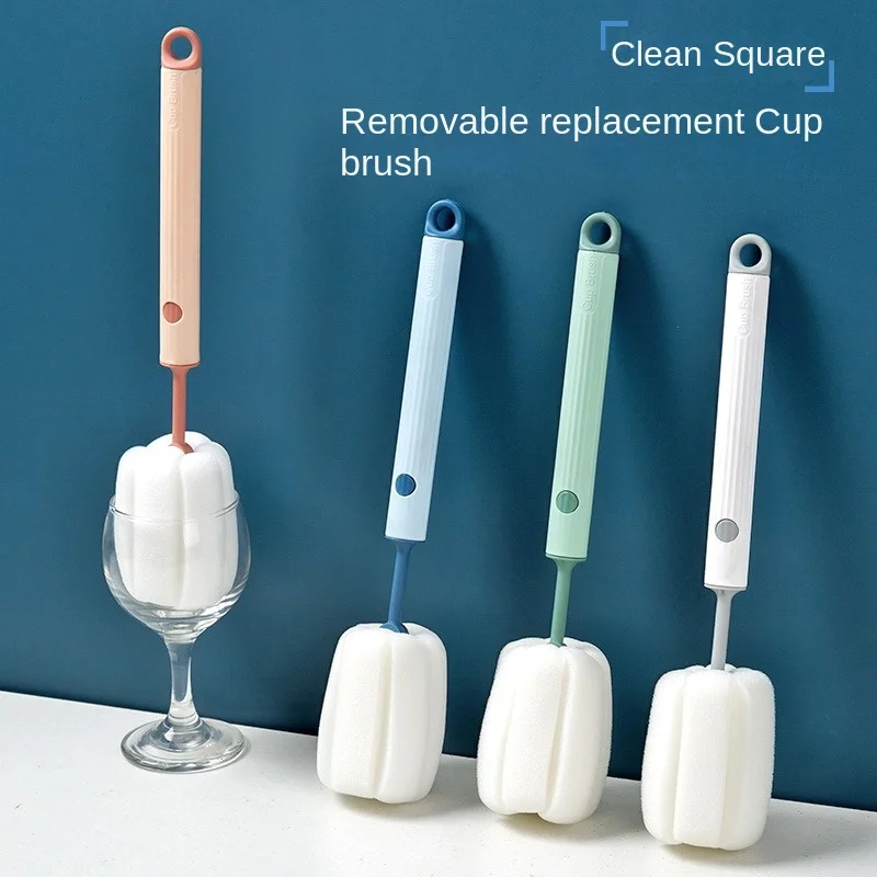 Hangable Sponge Brush Removable Cleaning Household Long Handle Bottle Insulated Cup Cleaning Cup Brush