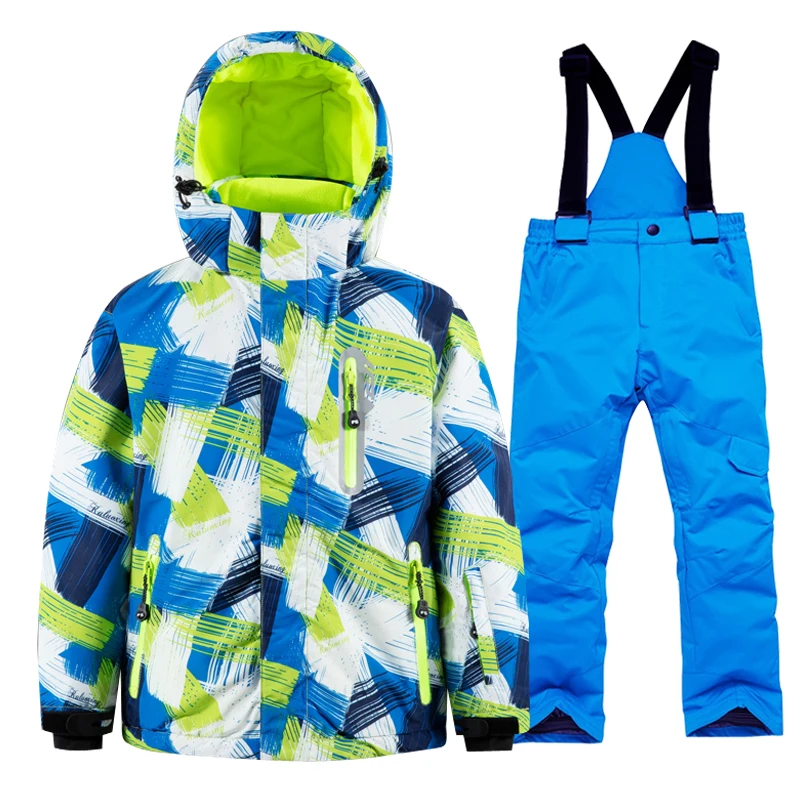 High Quality Insulated Ski Jacketand Pants Boys Kids Snowboard Wear Teen Waterproof Snow Suit Hooded Winter Warm Clothes