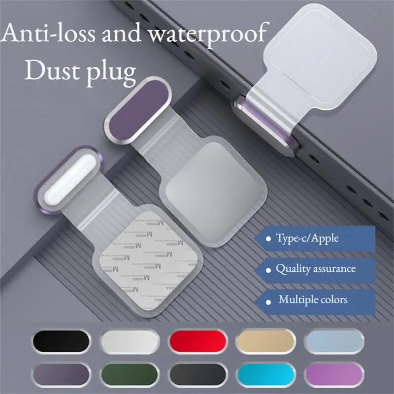 Metal Dust Plug For Type C For iPhone Lightning Port Charing Interface Dust-proof Silicone Plug Anti Lost Protective Cover Caps