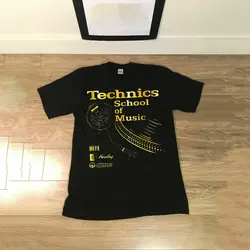 Technics-ユニセックスブラックトレーナー、スクールの音楽、パーカー