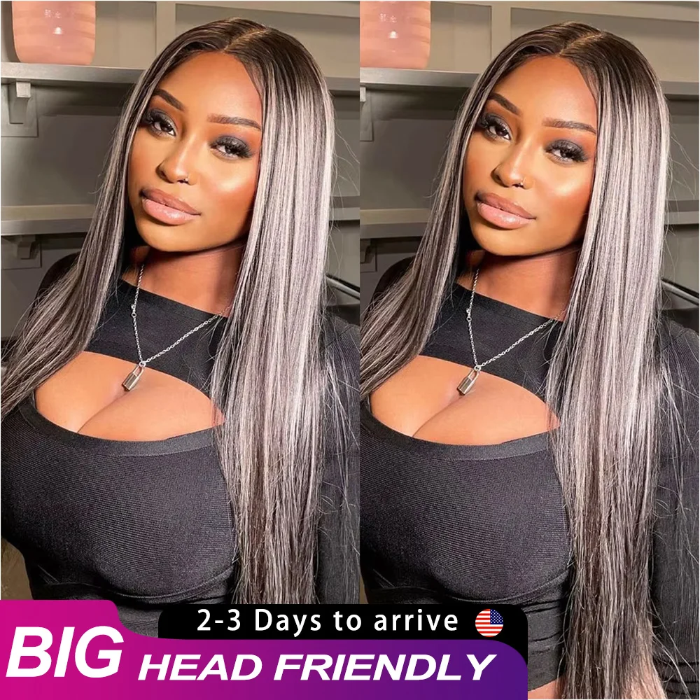 30인치 34인치 솔트 앤 페퍼 스트레이트 인모 가발 13x6 HD 레이스 프론탈 프리 플러킹 가발 220 밀도 100% 리얼 인모