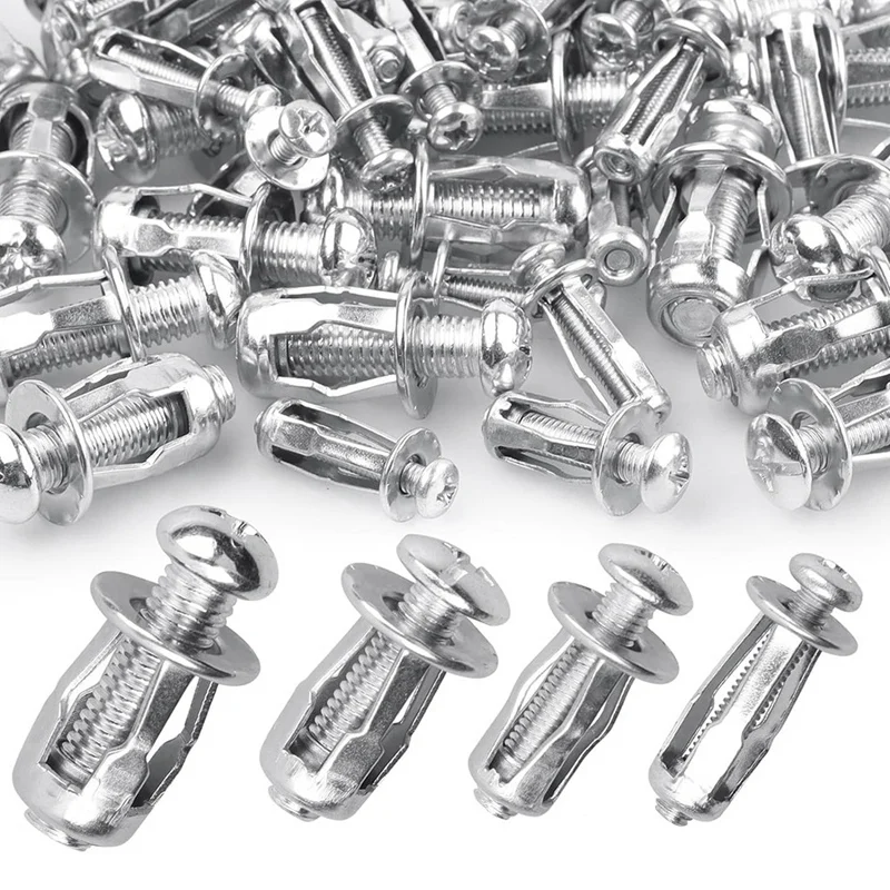 80Pcs Expansion Screw Petal Nut, M4 M5 M6 M8 Jack Nuts, Petal Shape Metal Nut With Screws Assembly For Hollow Wall Iron