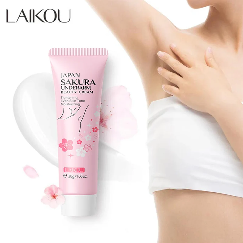 Crema para apretar las axilas Sakura de Japón, blanqueador para la piel oscura de las rodillas y glúteos, mejora la pigmentación de melanina, hidratante opaca, ilumina