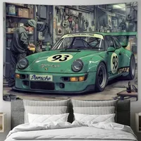 Creative Car Workshop Tapestry - Personalized and Trendy Home Decor, Versatile Style