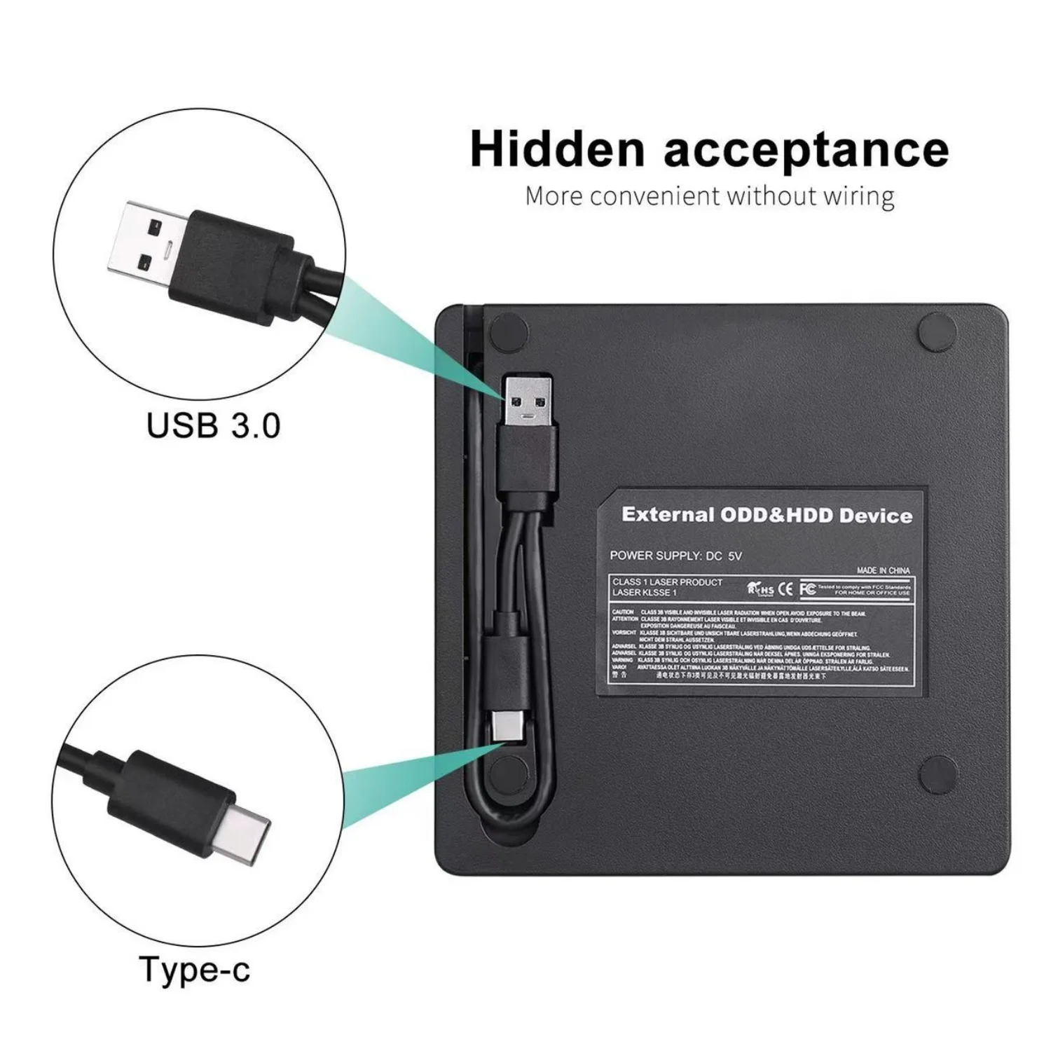 Externes CD/DVD-Laufwerk, USB 3.0 CD DVD +/-RW-Brenner CD ROM Externes DVD-Laufwerk CD-Leser DVD-Player für PC Laptop Desktop – Detail 5