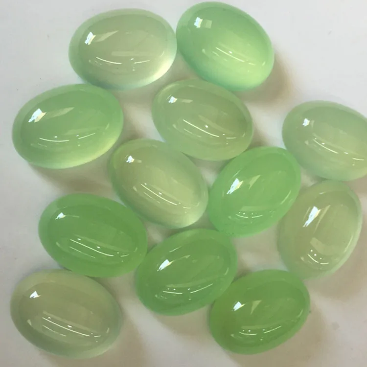 Wholesale 4pcs/pack Natural Light Green Agate Carnelian 8x10mm 12x16mm 13x18mm Oval,8mm Round Gemstone Jewlery Cabochon for Ring