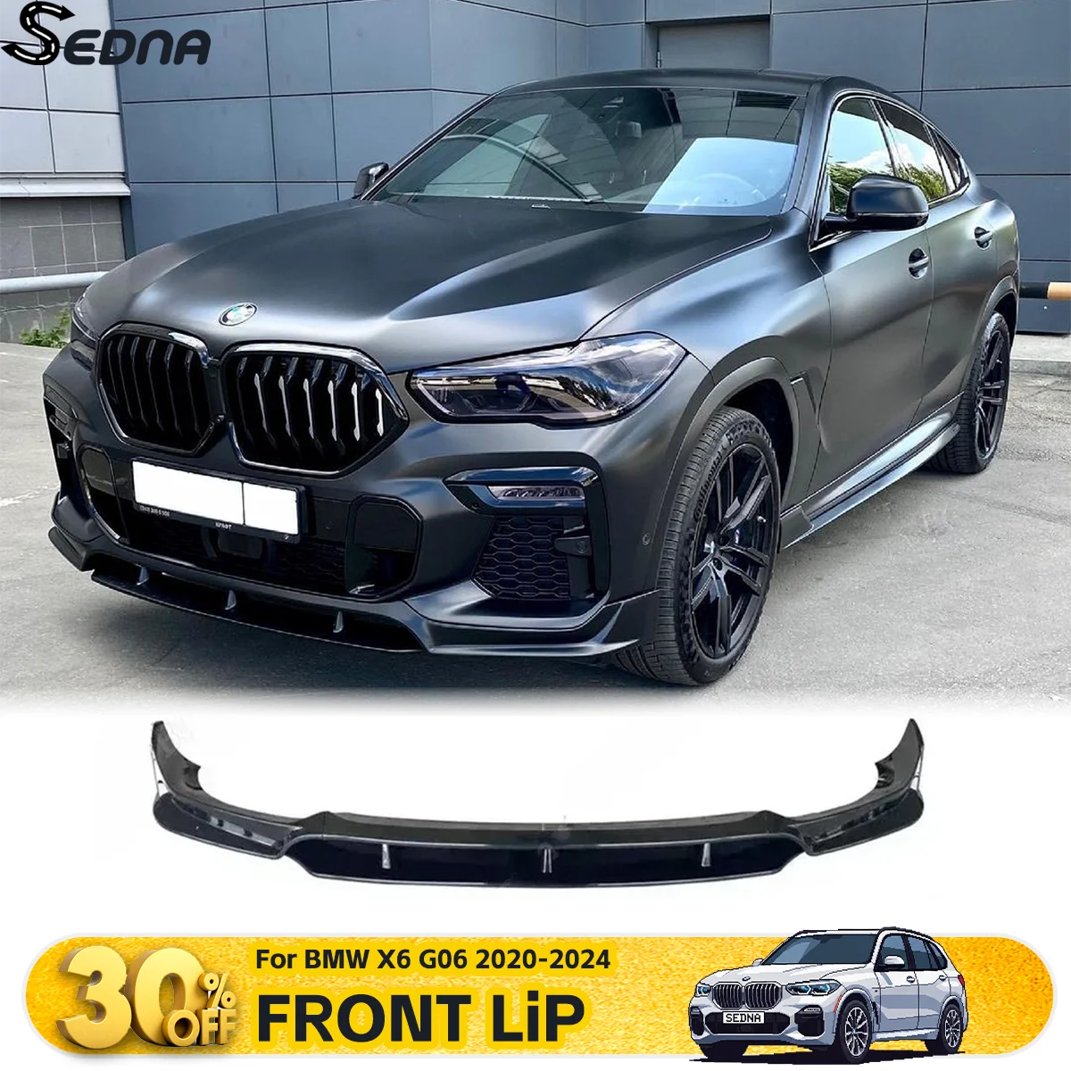 

Для BMW X6 G06 2020-2024 передний бампер, сплиттер для губ, спойлер, комплекты кузова, автомобильный диффузор переднего лезвия, аксессуары для внешней тюнинга