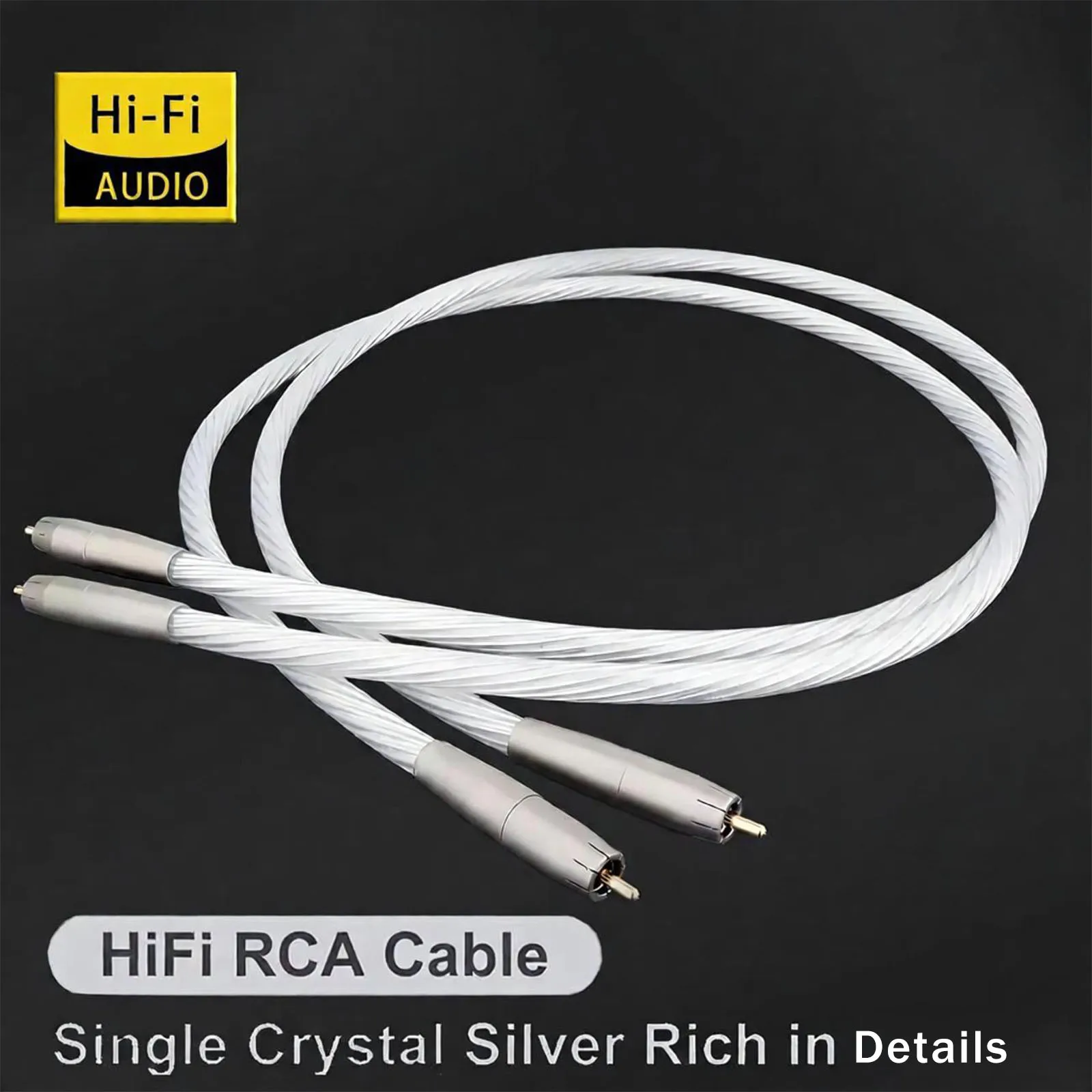 Hi fi RCA Cable 5N OCC Rca to Rca Audio Cable Foil Silver Shield HIFI Stereo Aux Cable Audiophile Wire for Speaker Amplifier DVD