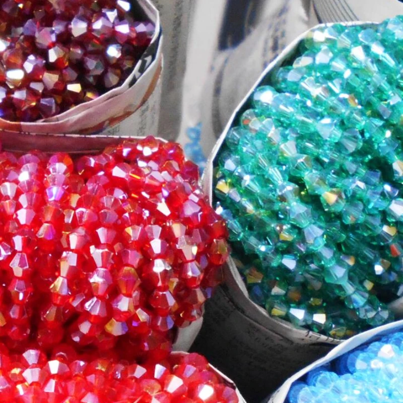 4mm 100pcs AB Colors Bicone Loose Spacer Beads Glass Crystal Faceted Rondelle Bead for Jewelry Making