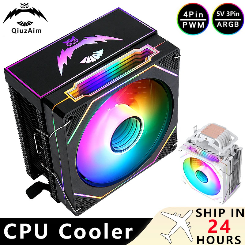 

QiuzAim PC Air-cooled 4/6 Heat Pipe Cpu Cooler 120mm Argb Fan 4Pin/PWM x79 x99 AM4 AM3 Processor install LGA2011 115x 1200 1700
