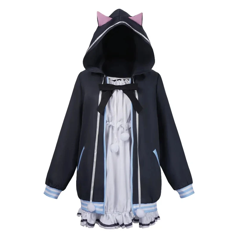 

Hamidashi Creative Game Nishiki Asumi With White Dress Black Hoodie Super Popular Vtuber Cosplay Costume All Set FD1;6