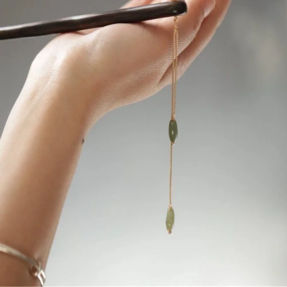 Épingle à cheveux de style chinois pour femme, anciers à cheveux Hanfu, fourche à cheveux féminine, accessoires en bois à pampilles, mode prairie traditionnelle, élégant