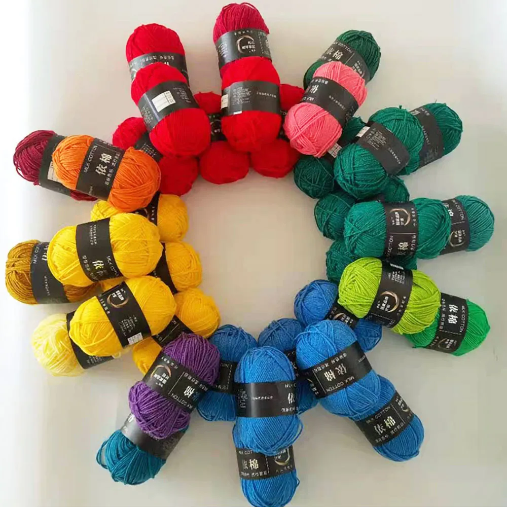 

1 Ball 50g Soft Smooth Milk Cotton Yarn Hand Woven Crochet Baby Clothes Knitted Fabrics DIY Knitting Sweater Hat Blended Thread
