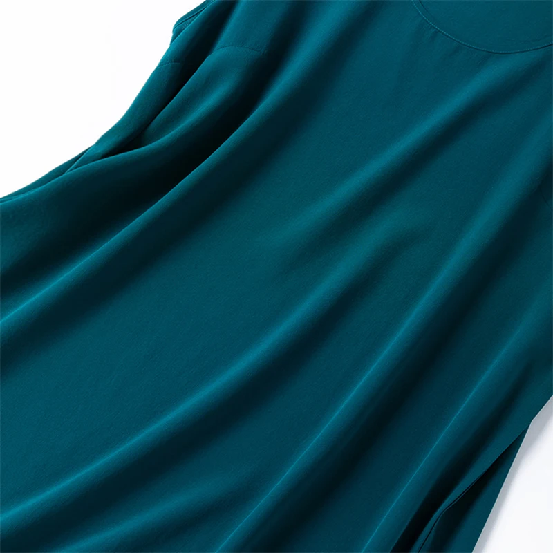 Women Tank Dress 100% Mulberry Silk Crepe Silk Peacock Blue Color Sleeveless A-line Slip Dress Sleep Dress XL XXL XXXL M1390