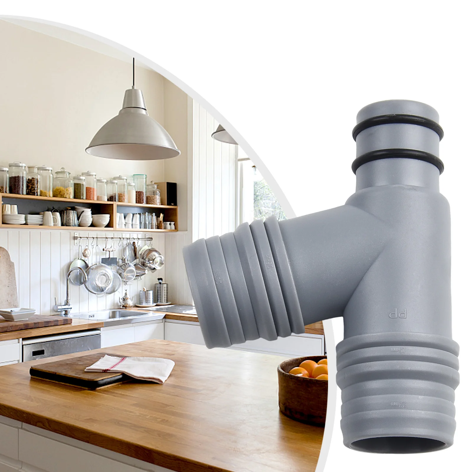 Kitchen Basin Overflow Hole Conversion Joint with Rubber Ring for Drainage Pipe Tee Head Sink Joint Connection