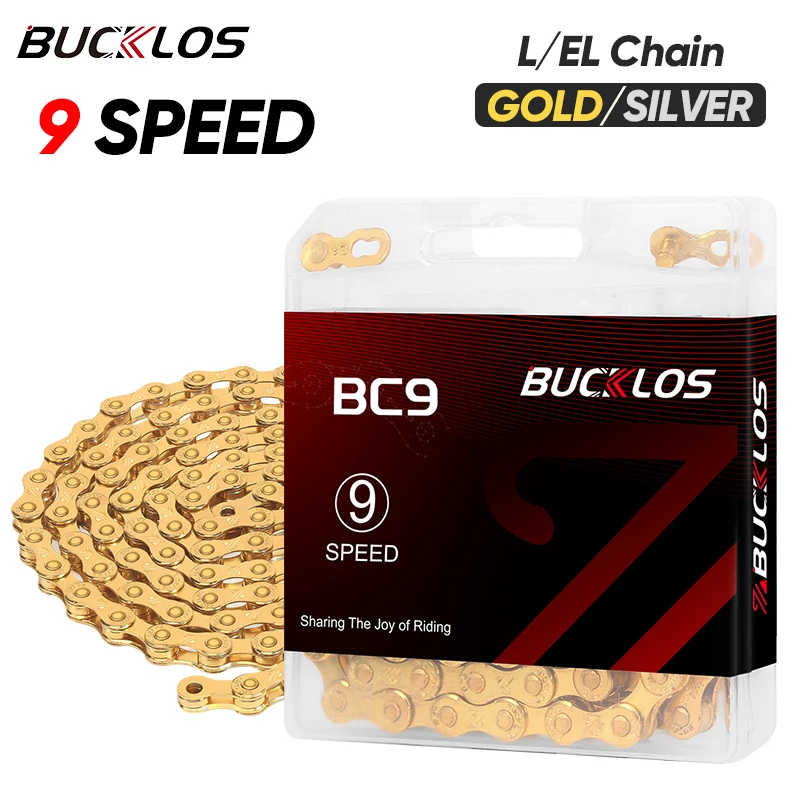 

BUCKLOS MTB Bike Chain 9 Speed Road Cycling Current 9V Ultralight Mountain Bicycle Corrente 116 Link Durable MTB Bike Chain Part