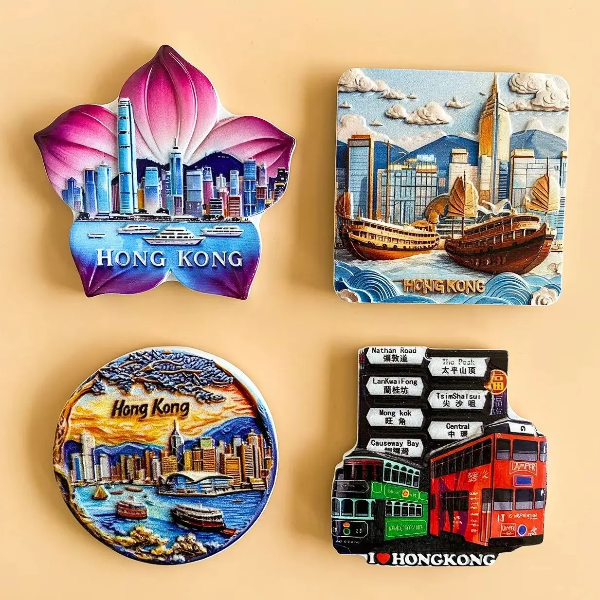 Victoria Harbour HongKong 3D Fridge Magnets UV Printing Crafts Resin Refrigerator Magnets Sticker Souvenir Gift Home Decoration