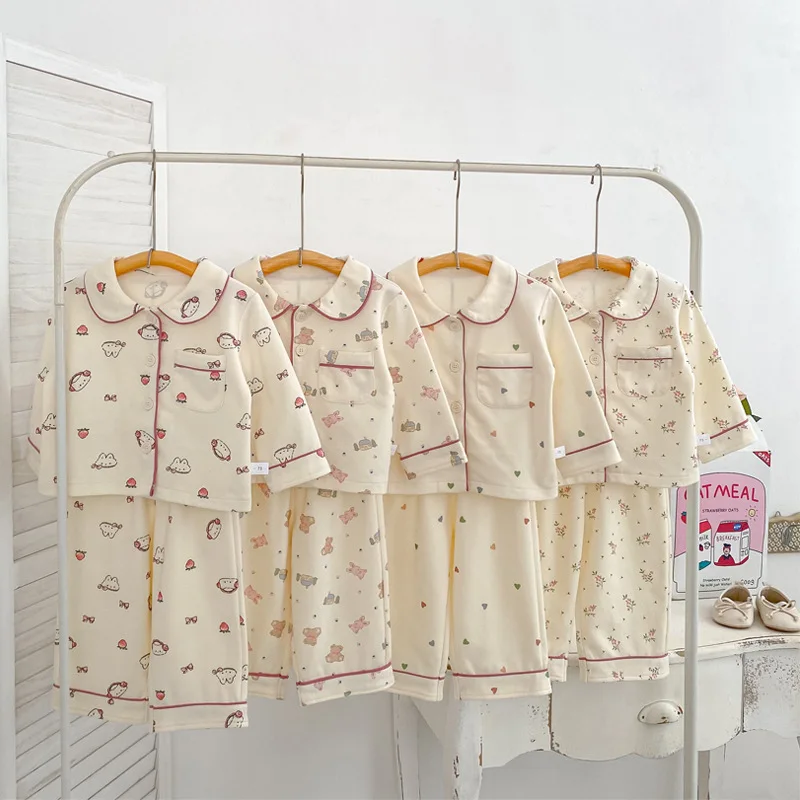 

Домашняя одежда, комплект из двух предметов, милый детский комплект с мультяшным принтом, осень-зима, модный новый, мягкий, удобный, хлопковый, повседневный