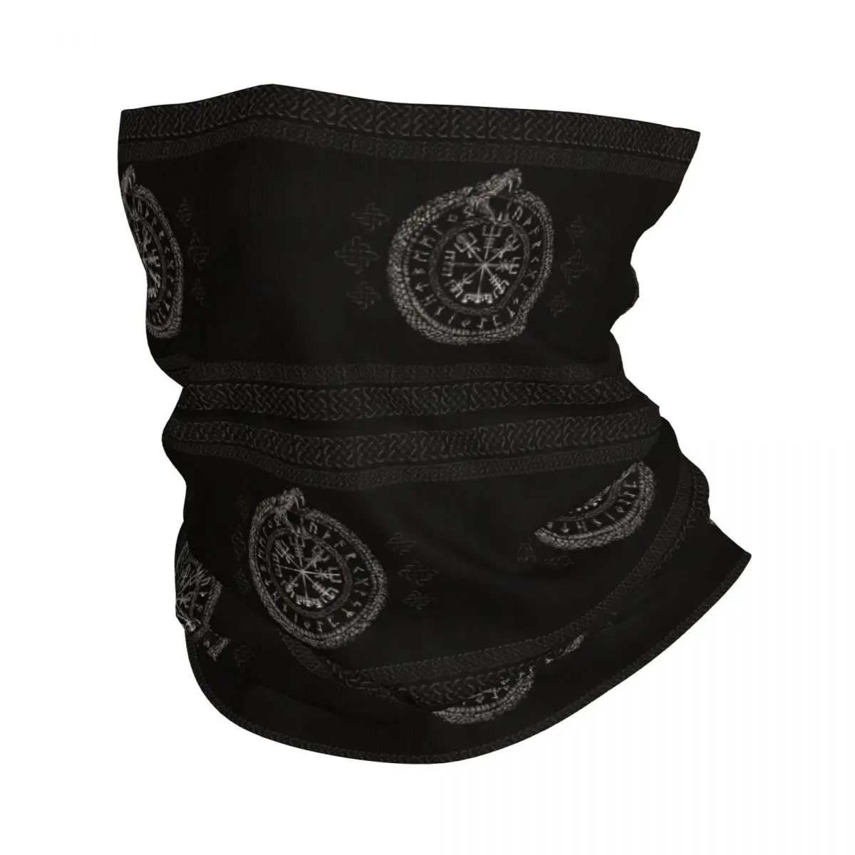 Vegvisir With Ouroboros And Runes Viking Bandana Neck Gaiter Printed Magic Scarf Warm FaceMask Running Unisex Adult Washable