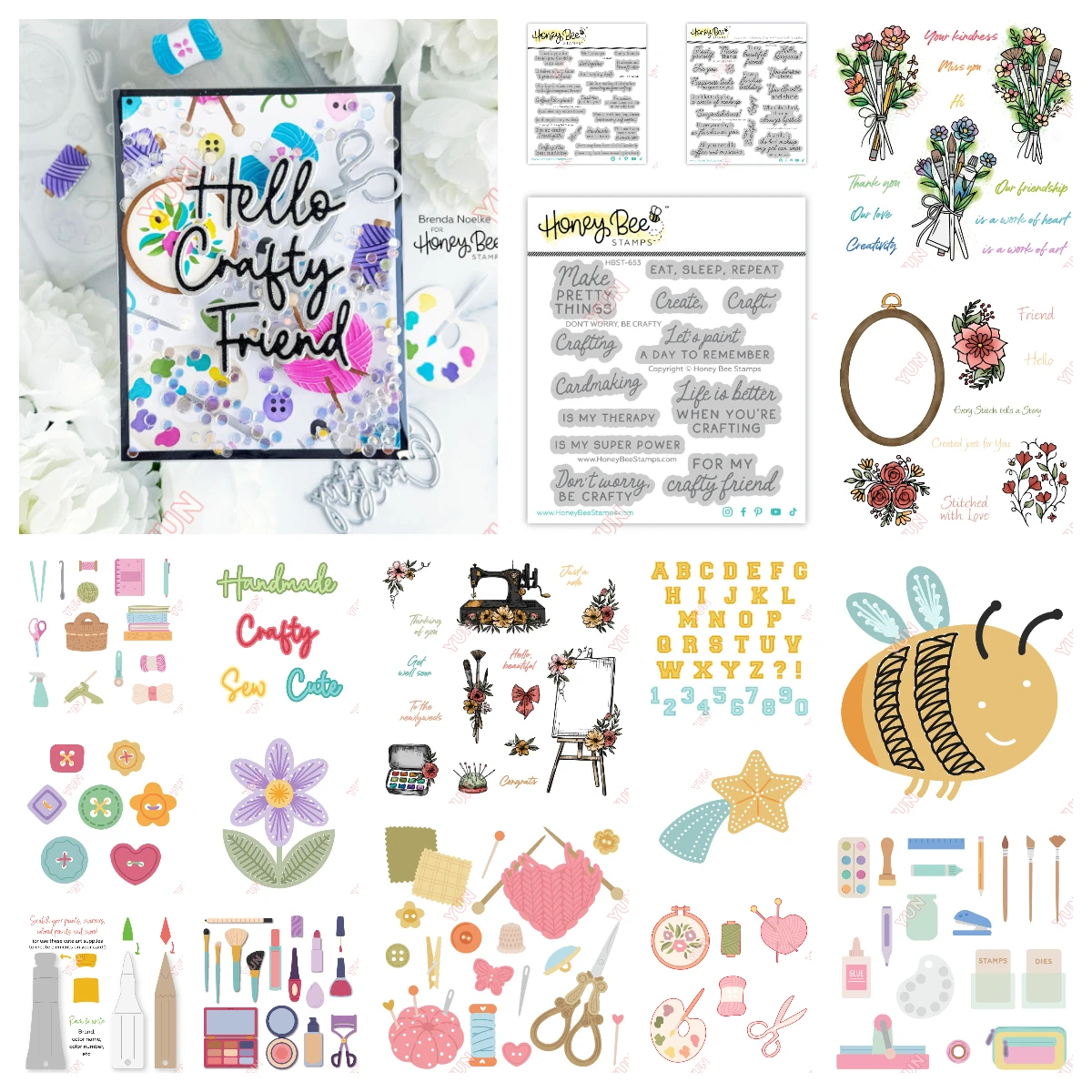 

2025 New Dies Stamps Stencil Greetings Stamps Buttons Hearts Star Bees Tin Palette Cart Flower Dies DIY Scrapbooking Card Make
