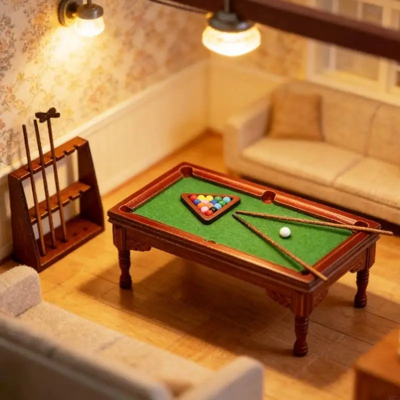 

Аксессуары для украшения кукольных домиков, миниатюрные деревянные кукольные домики в масштабе 1:12, наборы для бильярда, стол,