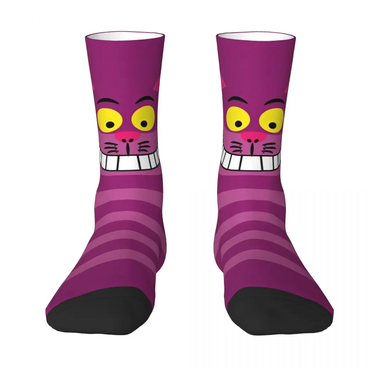 Alice In Wonderland Cheshire Cat Socks Pink Cartoon Funny Stockings Winter Non-Slip Unisex Men Socks Medium Skateboard Socks