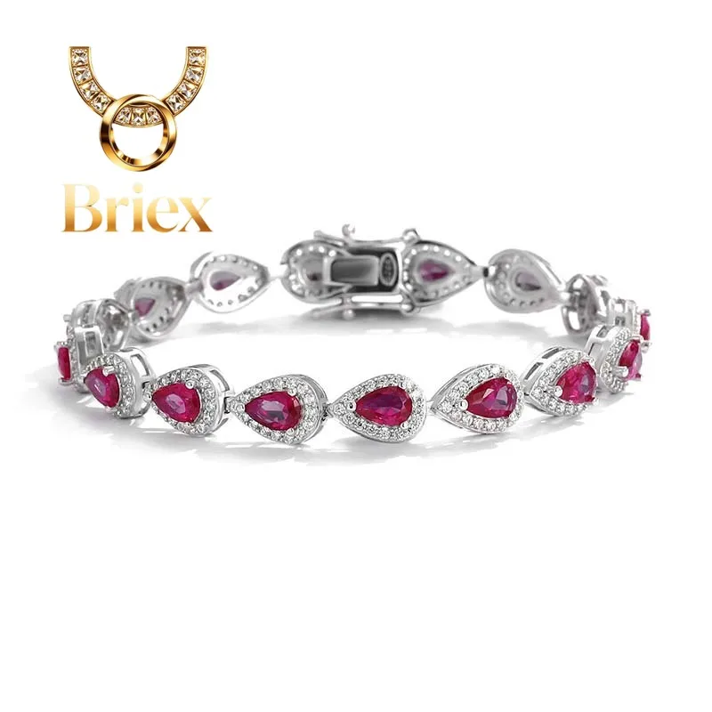 Briex Jewelry Luxury Solid Platinum PT950 Women's Pear-Shaped Moissanite Diamond Bracelet Full Diamond Bracelet