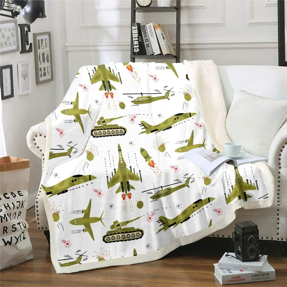 Cartoon Tank Throw Blanket Soft Flannel Fleece Blanket for Couch Sofa Bed Travel Camping - Lightweight Cozy Fuzzy Plush Blanket