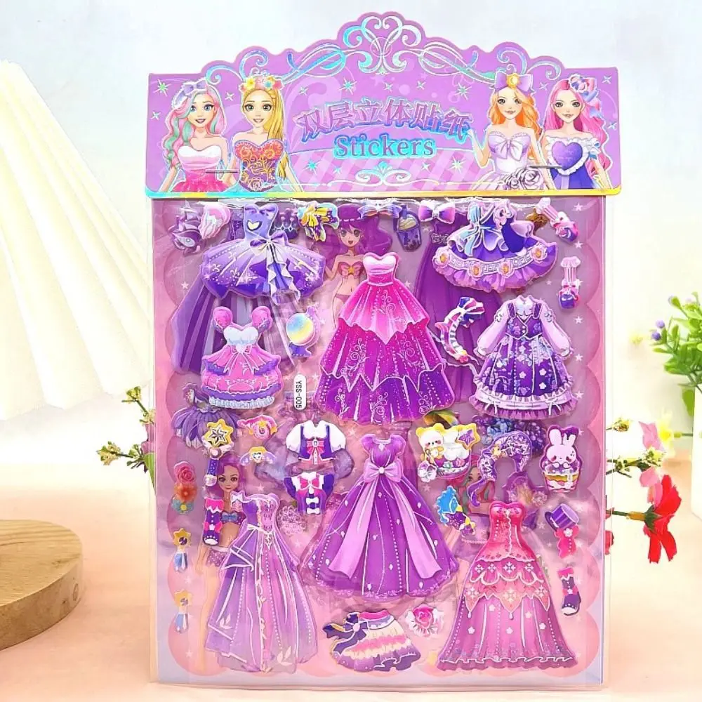 2 Sheets/Bag Kawaii Princess Dress Up Sticker Cartoon Decorative Foam Bubble Stickers DIY Cute 3D Puffy Stickers Prizes