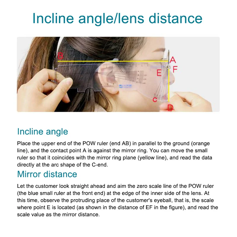 1Pc Multifunctional Auxiliary Eyeglass Adjustment Measuring Tools Oblique Angle Ruler Distance Meter Eye Ophthalmic Tool.~