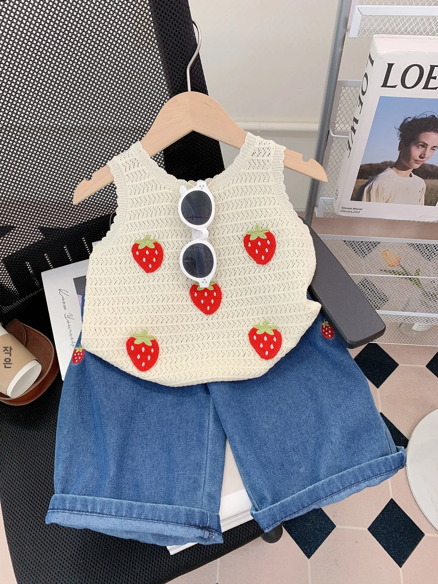 

Girls Summer Outfit Set 2025 New Faion Baby Svel Thin Denim Pants Summer Children's Clothes Korean Sle Daily Wear